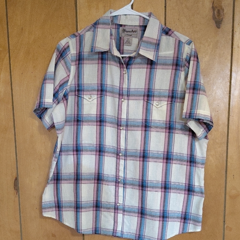 Wrancher by Wrangler Multicolor Plaid Button Down Shirt Pearl Snaps